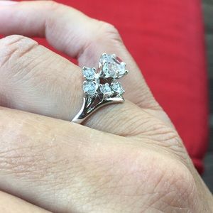 White gold and cubic zirconia ring